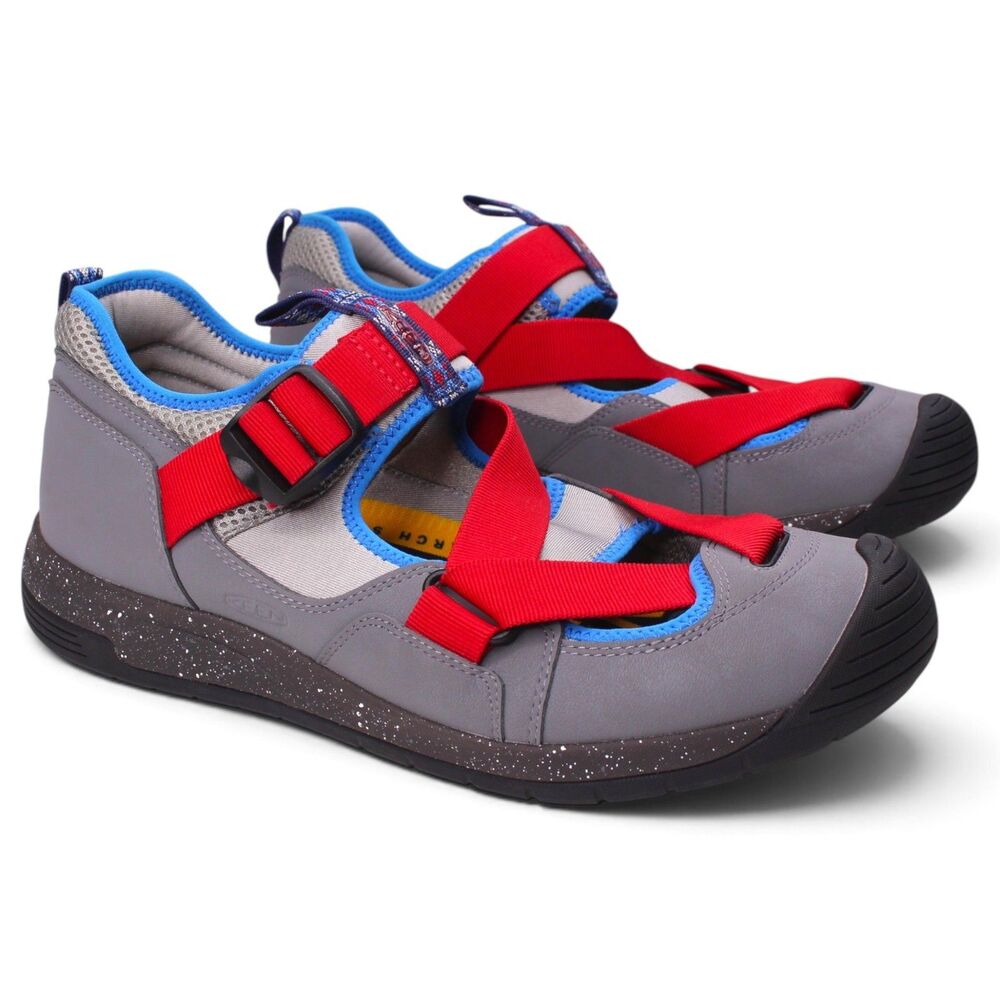 KEEN Zerraport Trail Mens 12 Grey Red Slip On Hiking Sandals 1025002